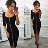 Women Sexy Club Low Cut Bodycon Dress Red Velvet Sheath 2019 Casual Autumn Winter Zipper Fashion Party Dresses Black Office Work