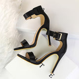 Plus Size 43 Women Classic Satin 11cm High Heels Fetish Silk Sandals Female Gladiator Summer Cheap Shoes Lady Green Sexy Pumps