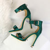Plus Size 43 Women Classic Satin 11cm High Heels Fetish Silk Sandals Female Gladiator Summer Cheap Shoes Lady Green Sexy Pumps
