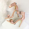 Plus Size 43 Women Classic Satin 11cm High Heels Fetish Silk Sandals Female Gladiator Summer Cheap Shoes Lady Green Sexy Pumps