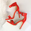 Plus Size 43 Women Classic Satin 11cm High Heels Fetish Silk Sandals Female Gladiator Summer Cheap Shoes Lady Green Sexy Pumps